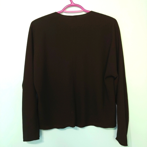 ARITZIA Wilfred Etienne Keyhole Front Black Silk Trim Long Sleeve Blouse - Picture 4 of 7